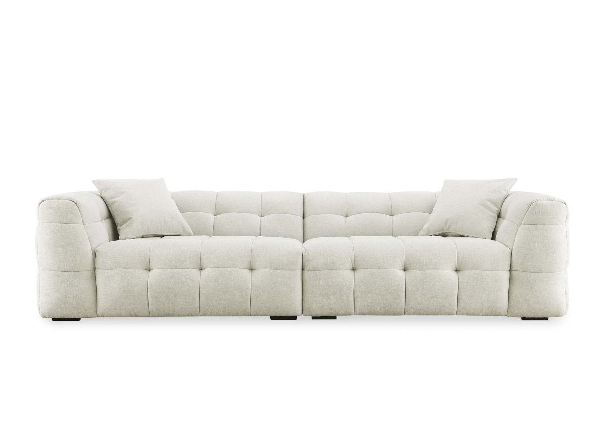 Canapé fixe 4 places en tissu beige BELLA - DécoInParis