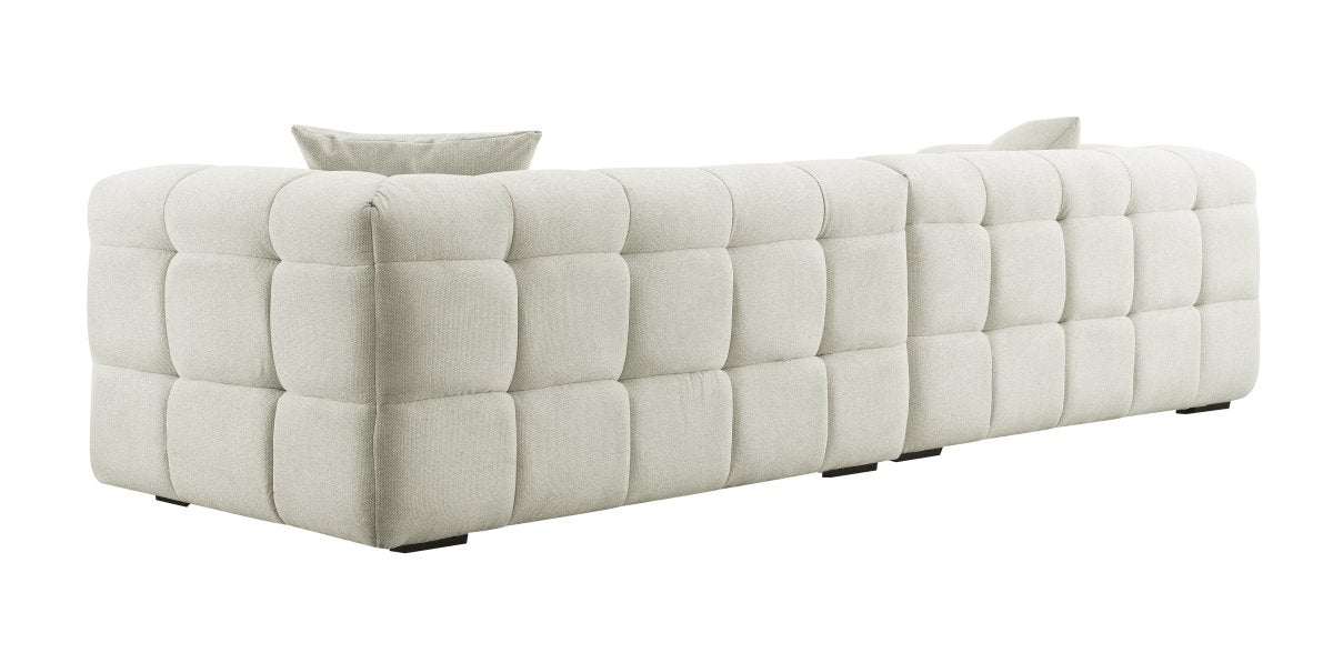 Canapé fixe 4 places en tissu beige BELLA - DécoInParis
