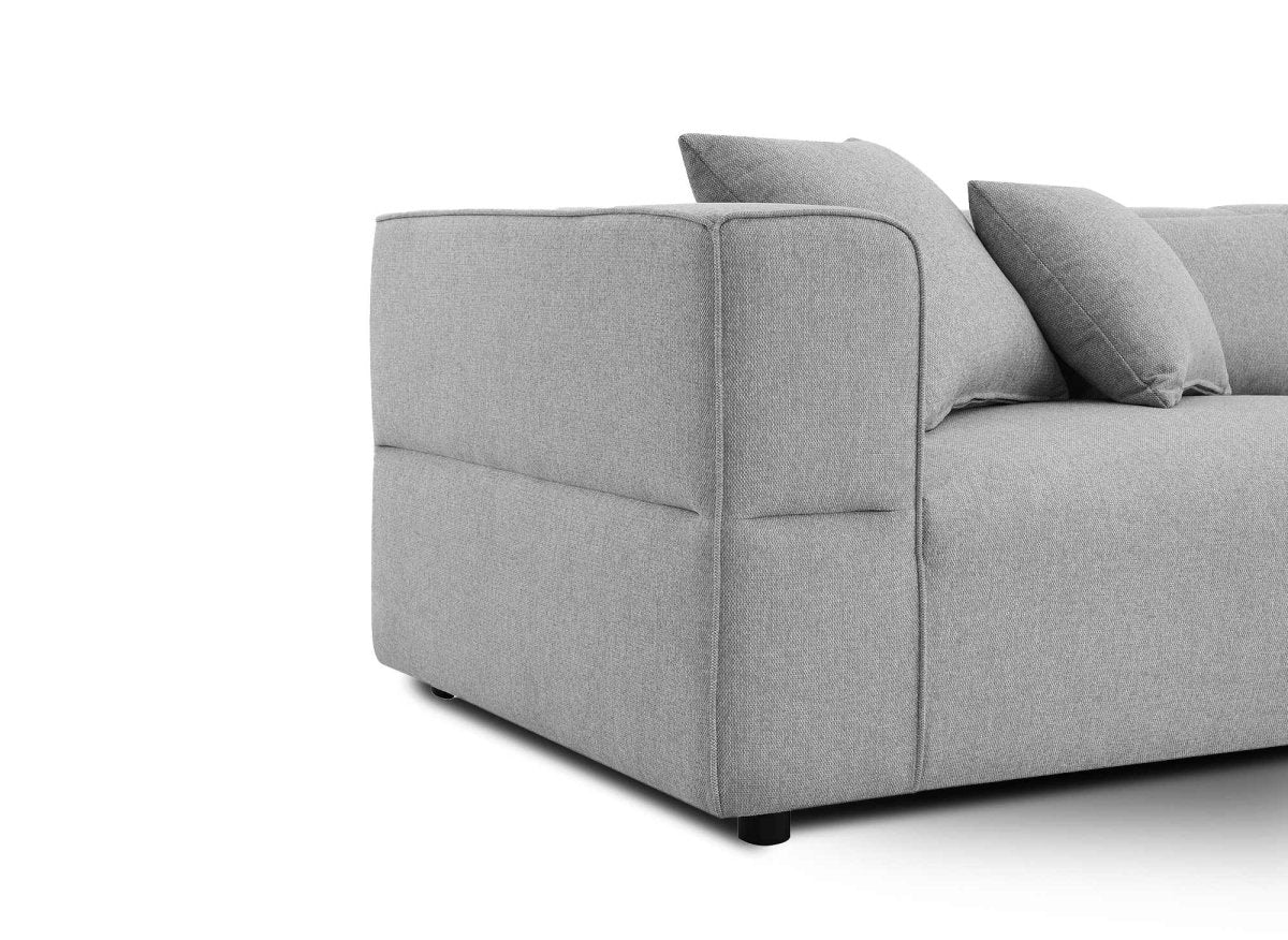 Canapé fixe 4 places en tissu gris EVELYNE - DécoInParis