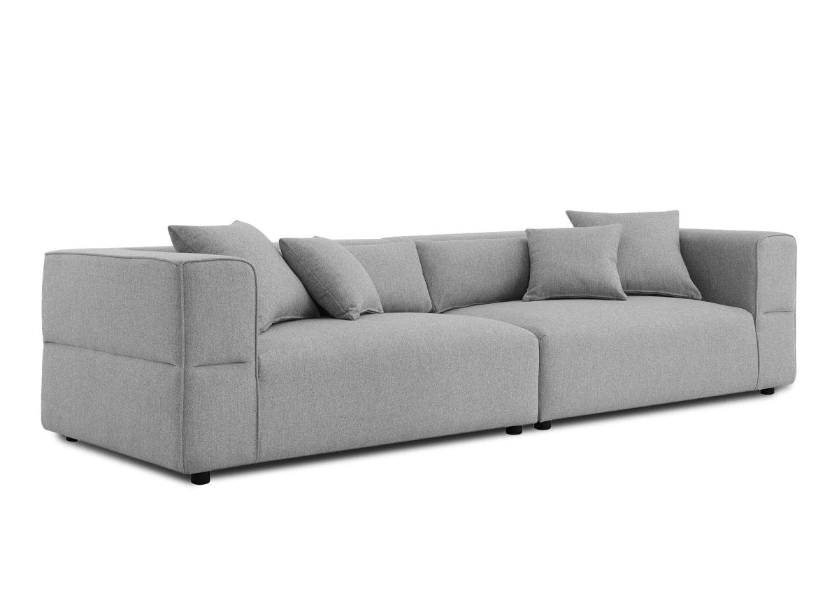 Canapé fixe 4 places en tissu gris EVELYNE - DécoInParis