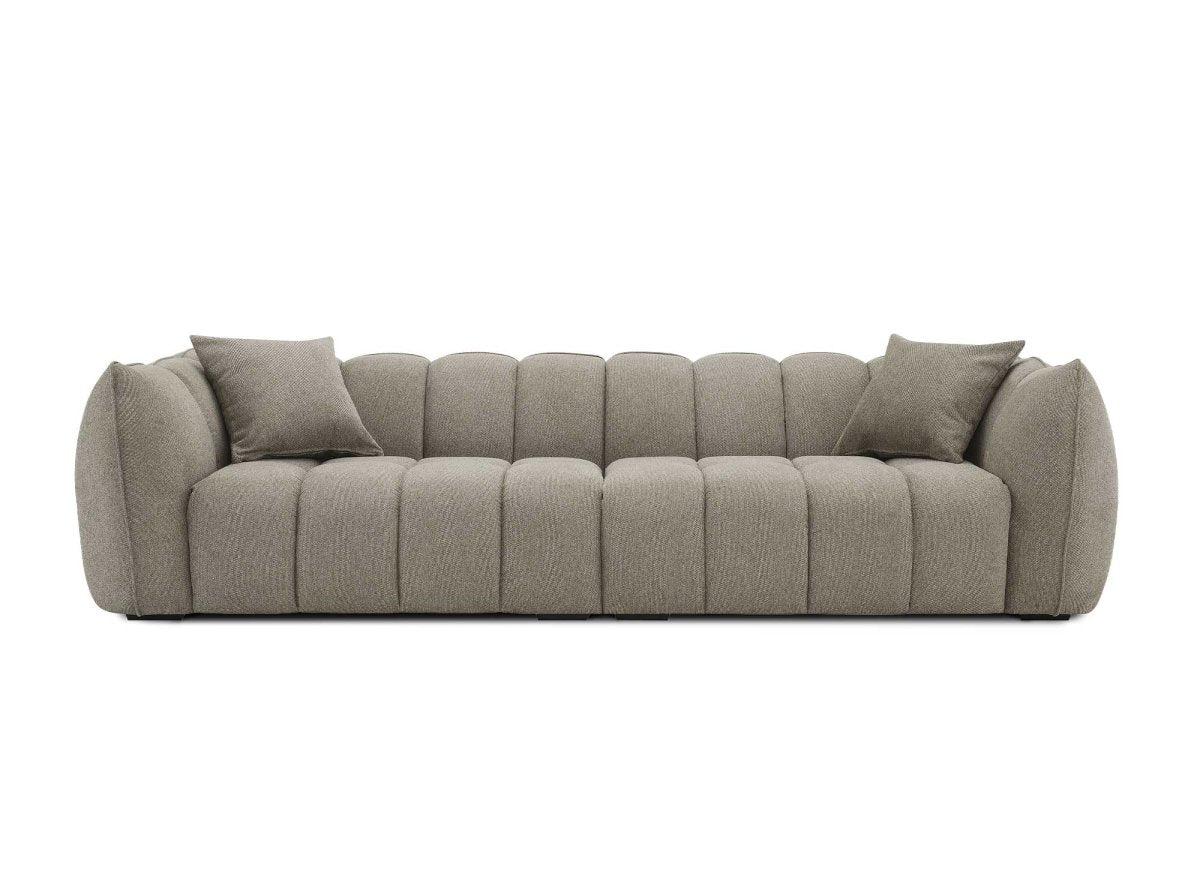 Canapé fixe 4 places en tissu taupe ALISSA - DécoInParis