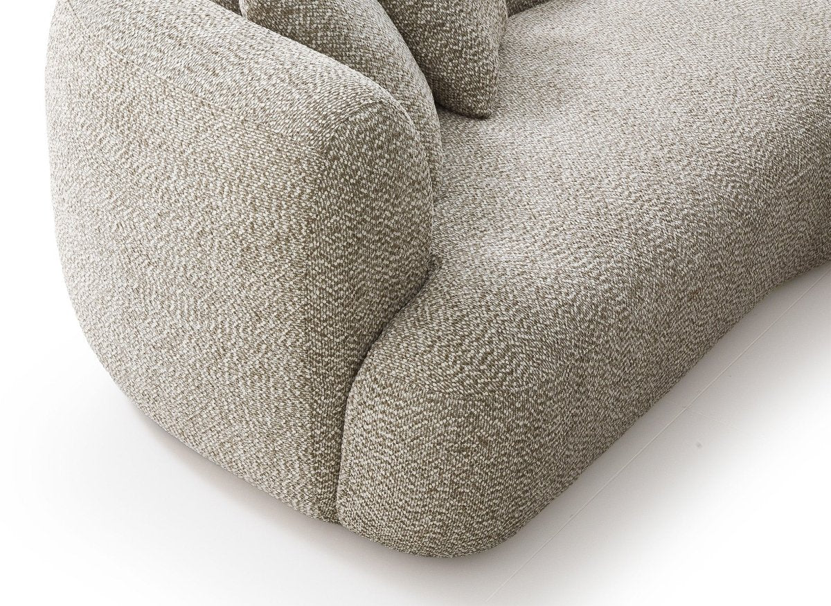 Canapé méridienne en velours texturé taupe URIEL - Angle droit - DécoInParis