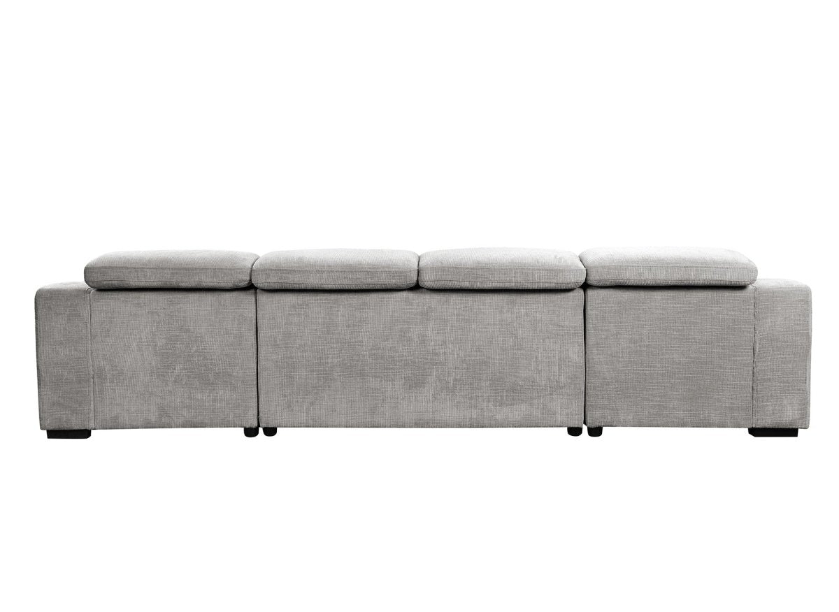 Canapé panoramique convertible avec 2 coffres en velours chiné gris VELORA - DécoInParis