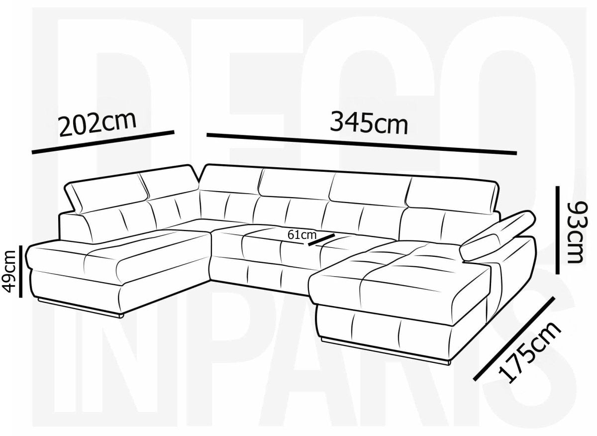 Canapé panoramique convertible avec coffre en velours côtelé épais beige MARIANO - Angle droit - DécoInParis
