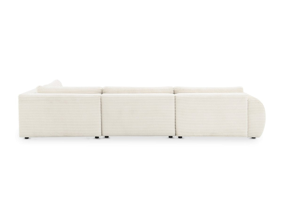 Canapé panoramique convertible avec coffre en velours gros côtelé beige TILDA - Angle droit - DécoInParis