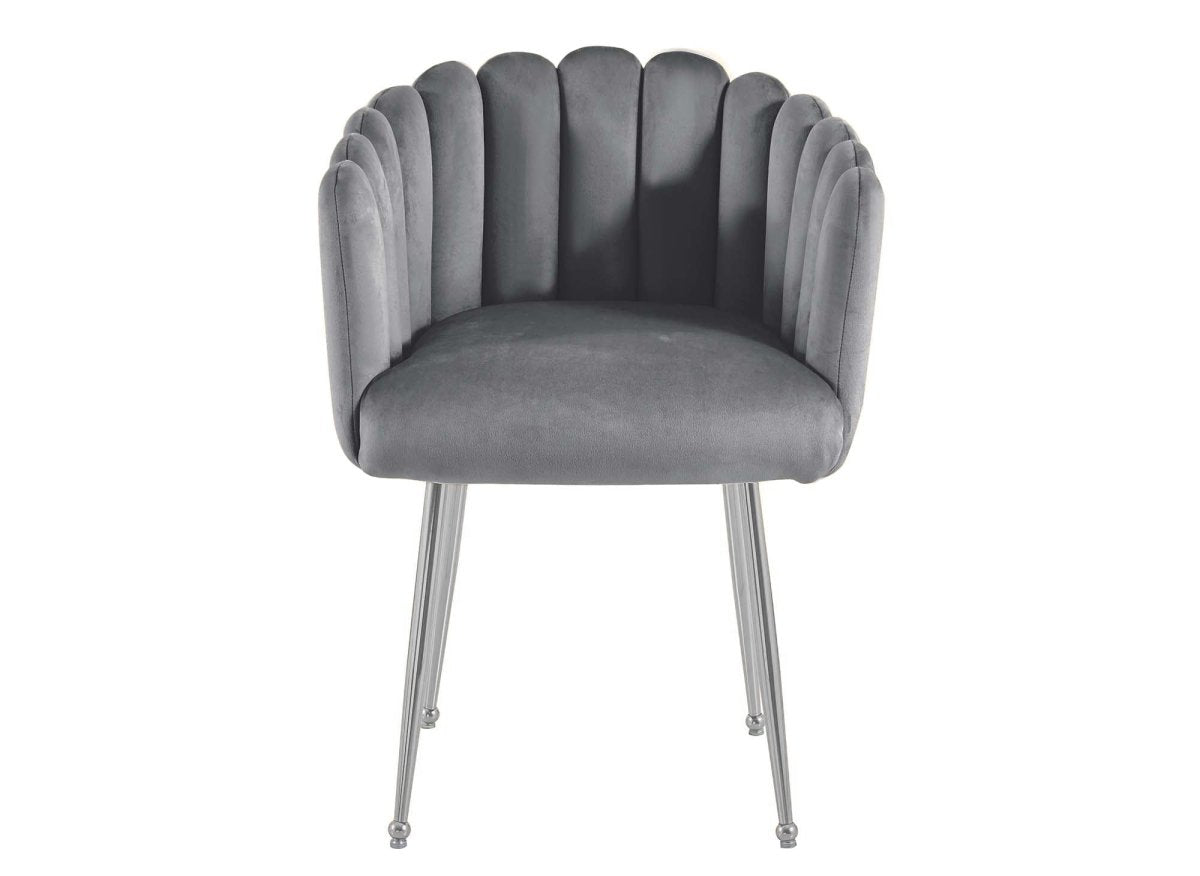 Chaise en velours gris pieds en métal argenté HAYDEN - DécoInParis