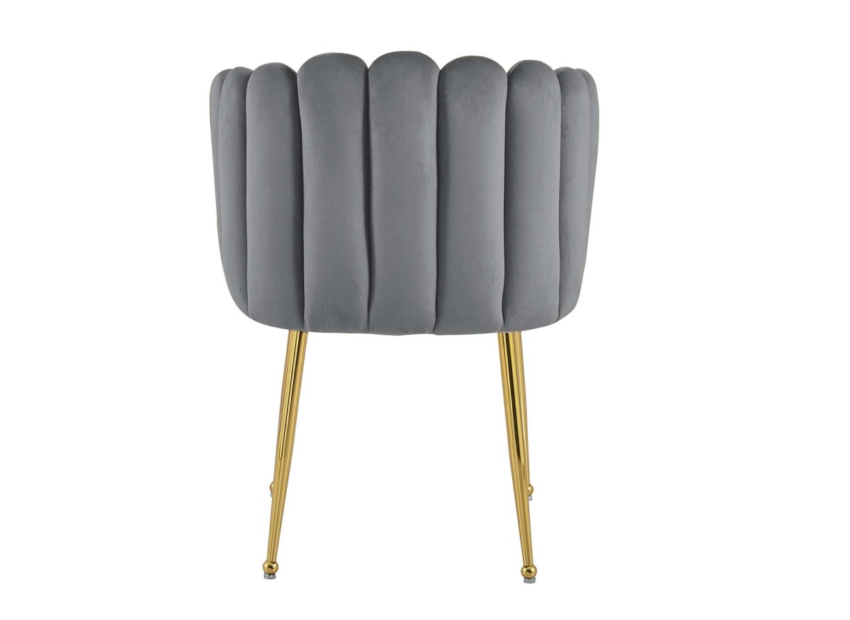 Chaise en velours gris pieds en métal doré HAYDEN - DécoInParis