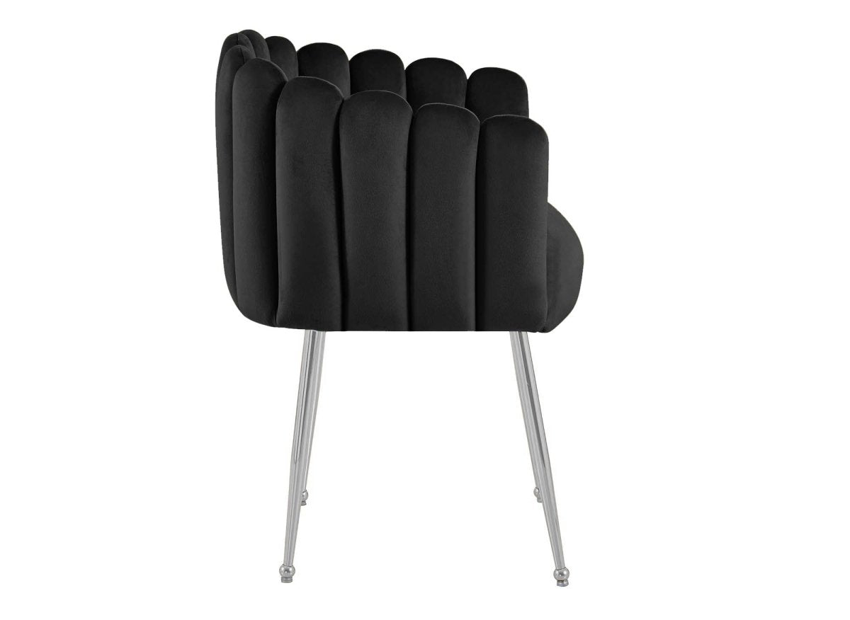 Chaise en velours noir pieds en métal argenté HAYDEN - DécoInParis
