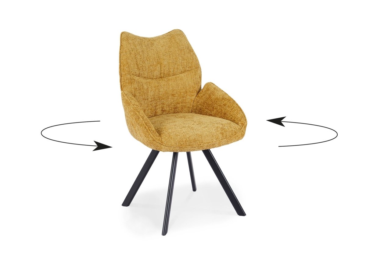 Chaise pivotante avec accoudoirs en tissu jaune TALIA - DécoInParis