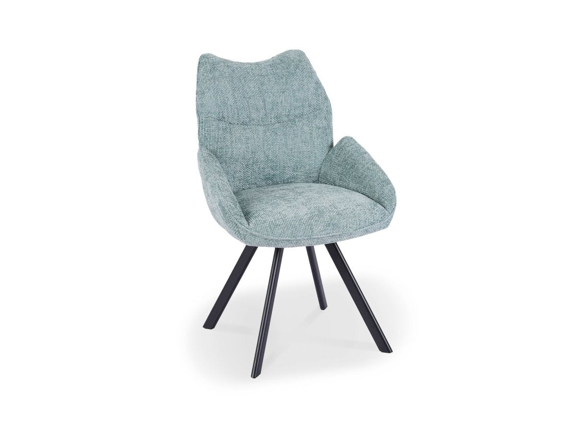 Chaise pivotante avec accoudoirs en tissu vert d'eau TALIA - DécoInParis