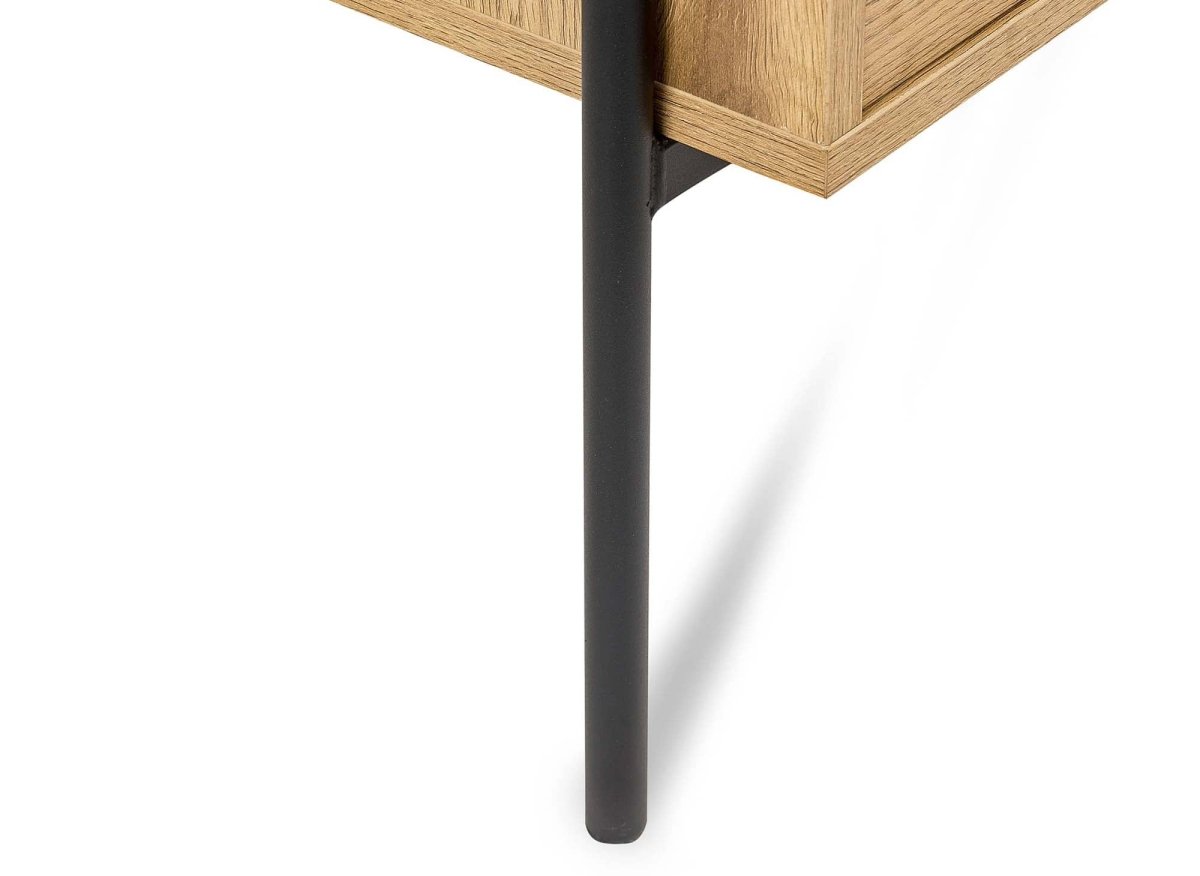 Commode 2 tiroirs en bois clair et métal noir SOHANE - DécoInParis