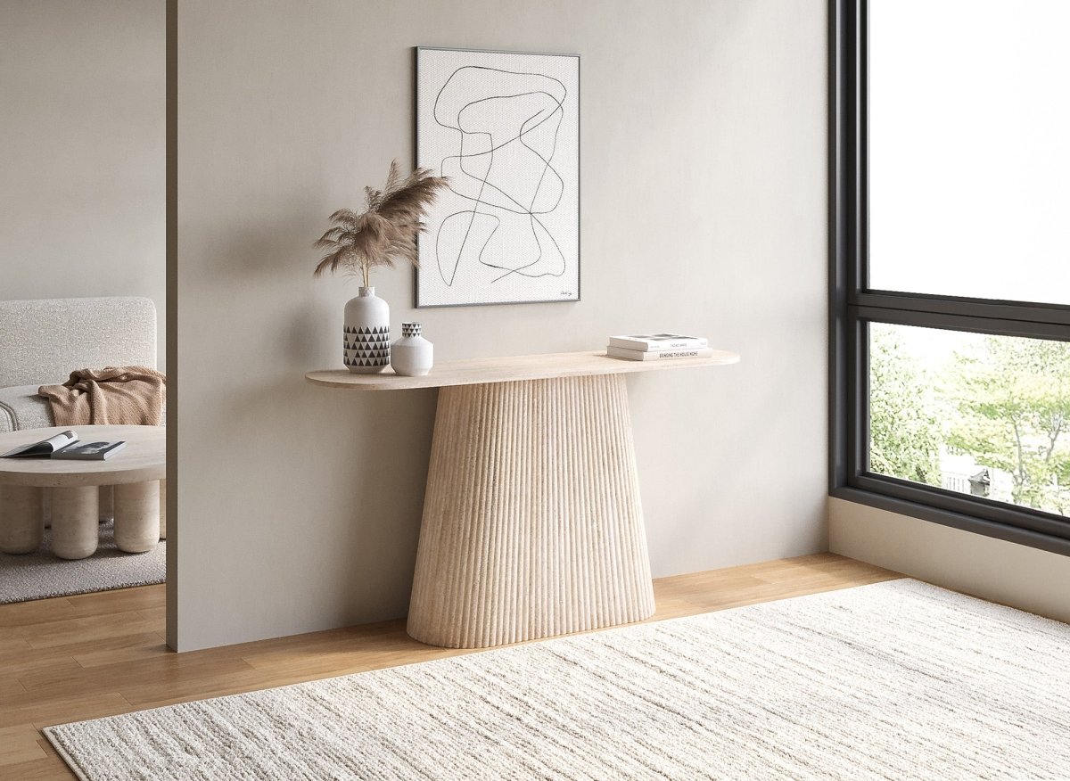 Console en marbre composite beige TIANA - DécoInParis