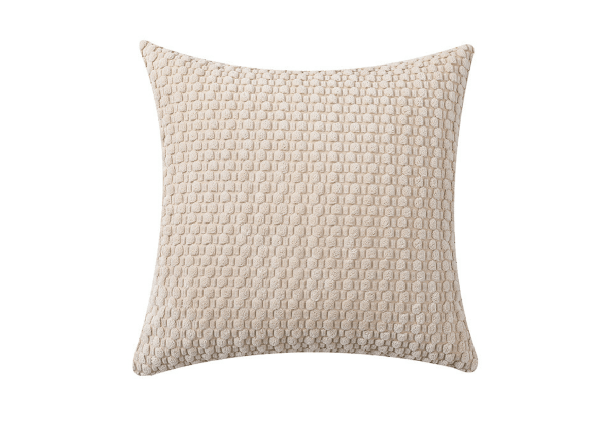 Coussin beige en tissu texturé doux 45x45 cm DUNE - DécoInParis