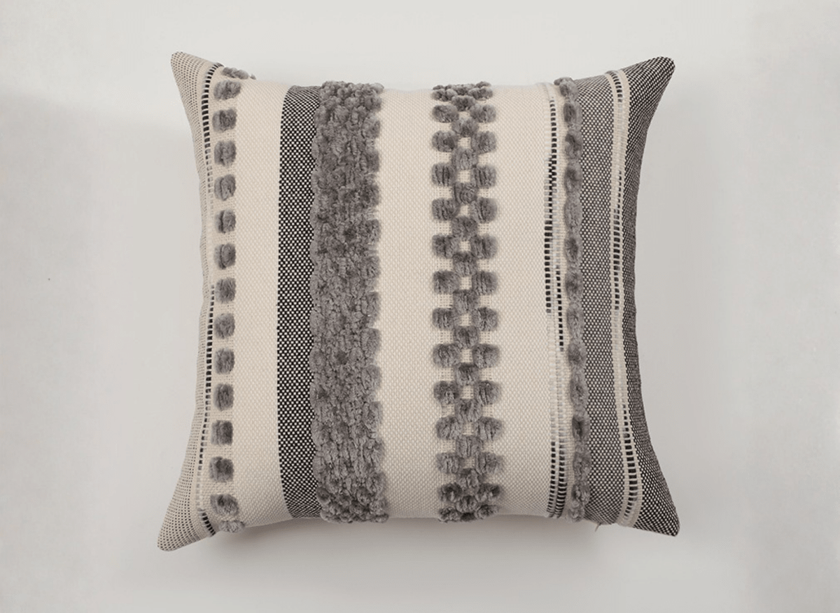 Coussin texturé gris et blanc écru 45x45 cm NEXUS - DécoInParis