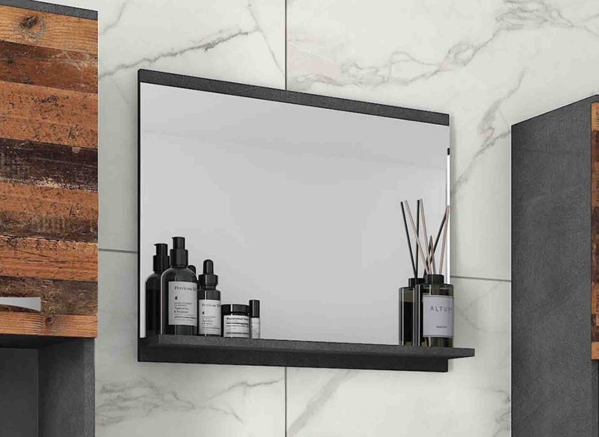 Ensemble meubles salle de bain design suspendu XL - Gris foncé et chêne vieilli HARMONY - DécoInParis
