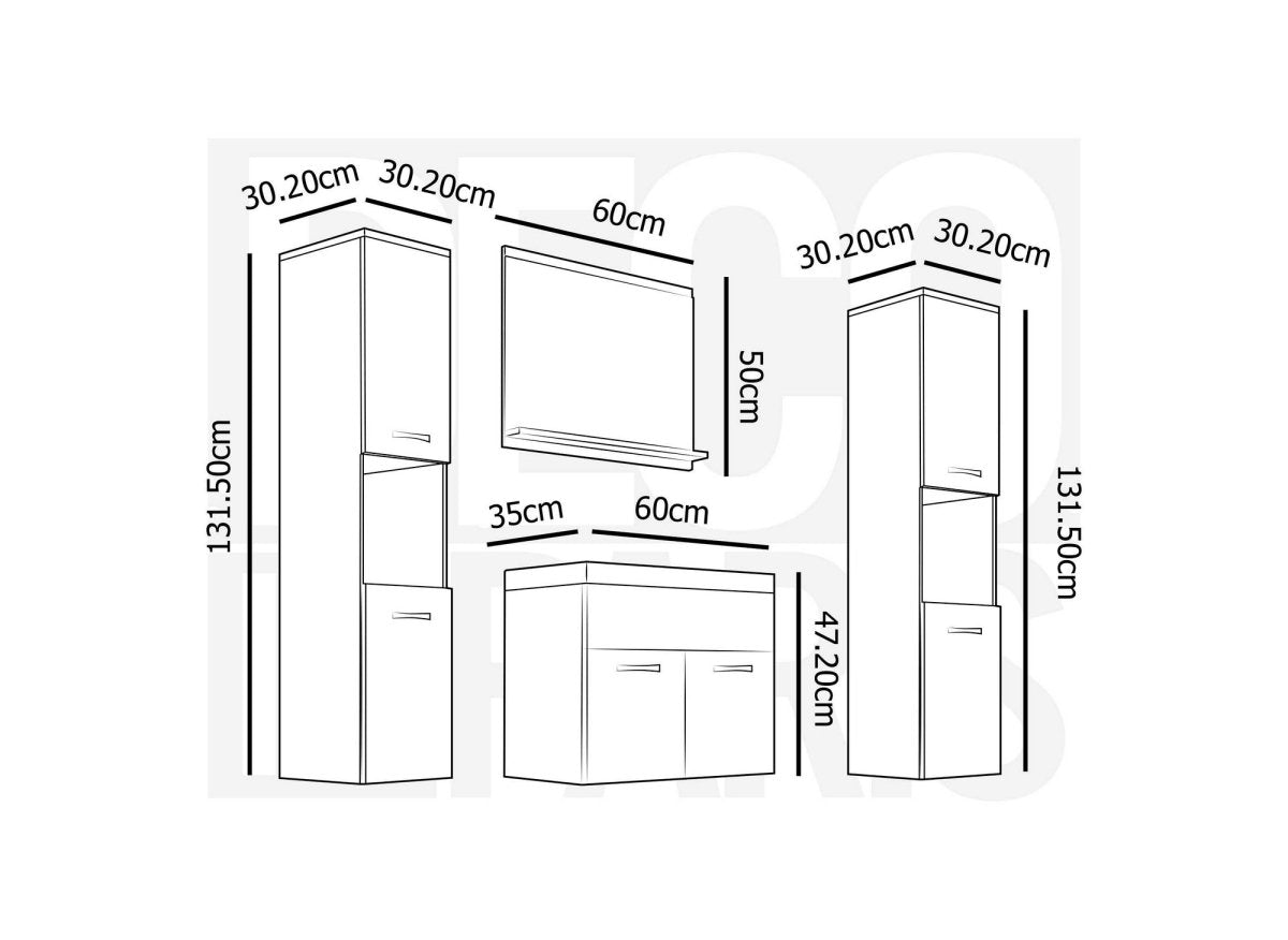 Ensemble meubles salle de bain suspendu XL - Gris foncé et blanc HARMONY - DécoInParis