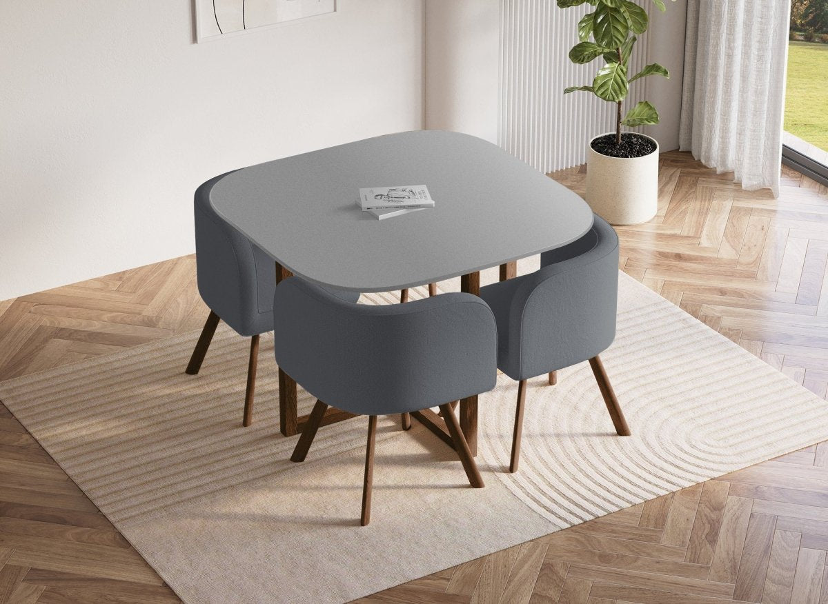 Ensemble table + 4 chaises encastrables grises FLEN - DécoInParis