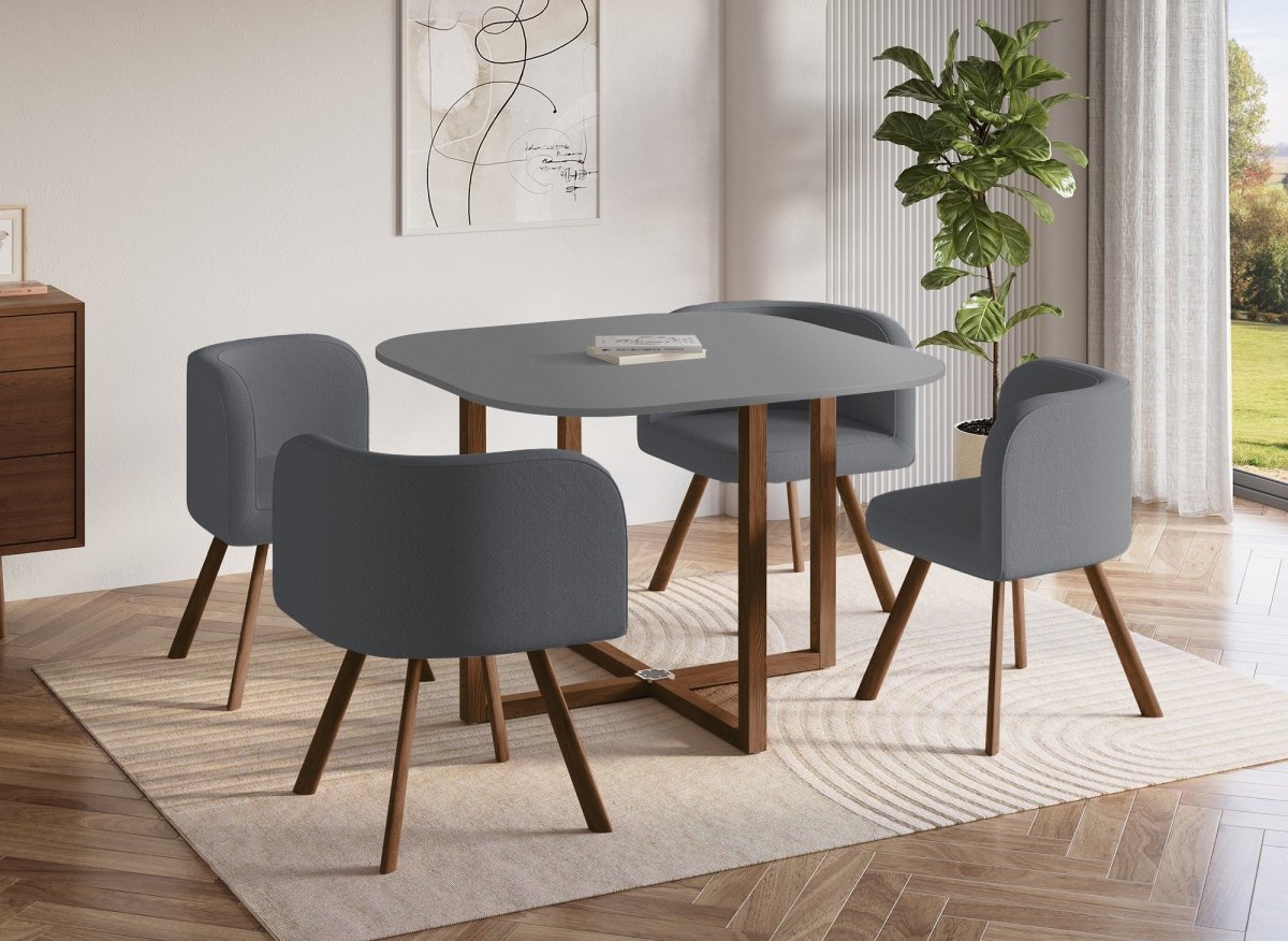 Ensemble table + 4 chaises encastrables grises FLEN - DécoInParis