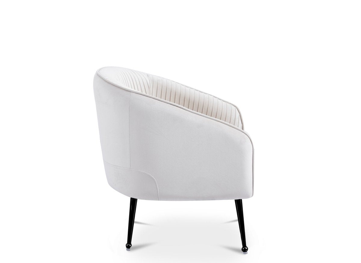 Fauteuil cabriolet en velours beige pieds noir TRECY - DécoInParis