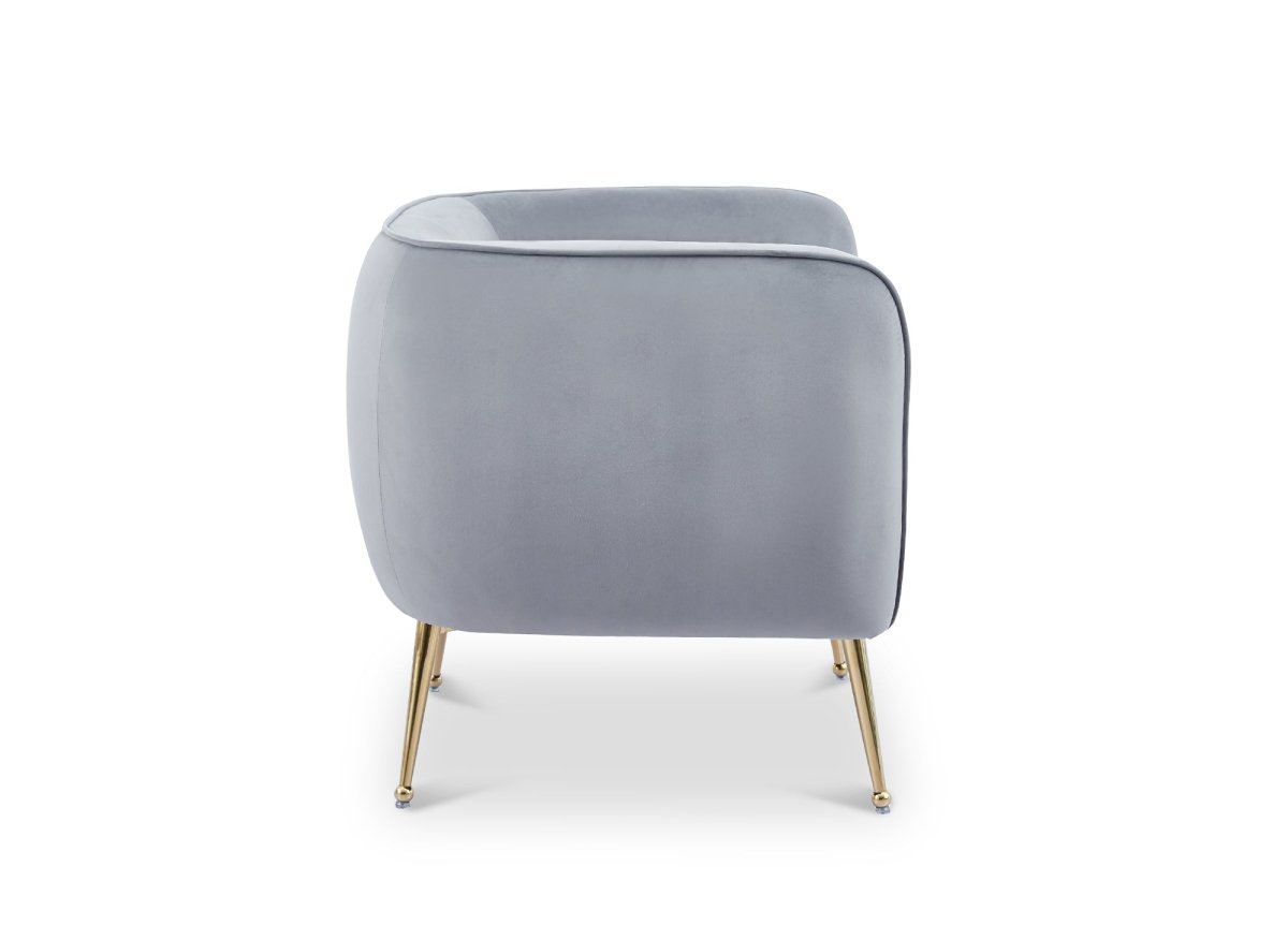 Fauteuil cabriolet en velours gris pieds doré PERRY - DécoInParis