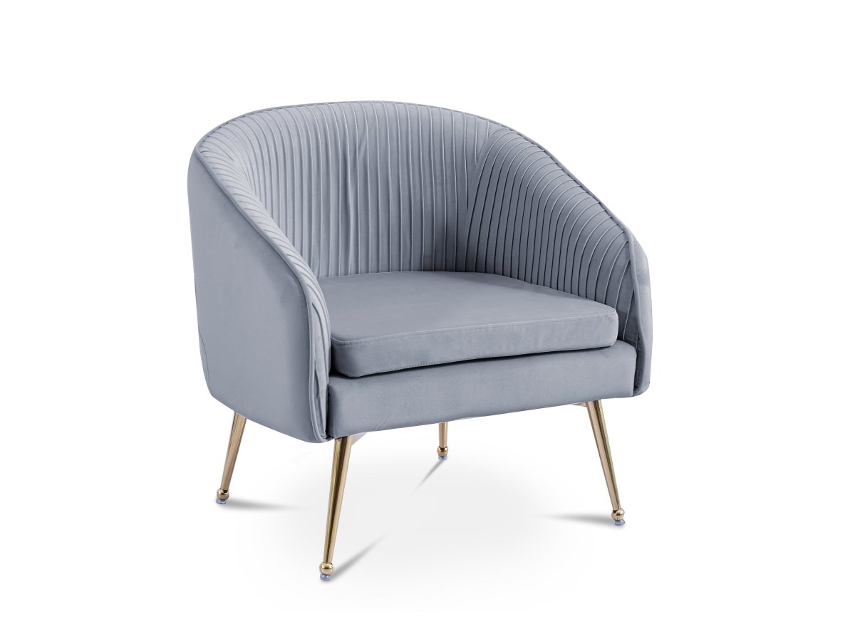 Fauteuil cabriolet en velours gris pieds doré TRECY - DécoInParis