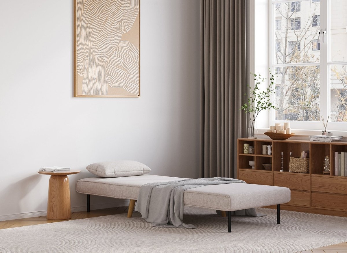 Fauteuil convertible en tissu beige TONKA - DécoInParis