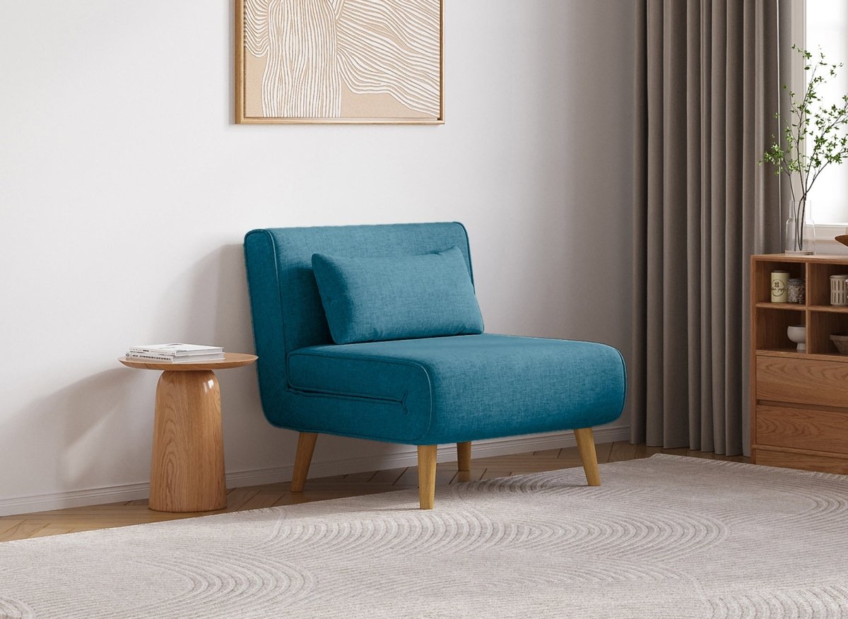 Fauteuil convertible en tissu bleu TONKA - DécoInParis