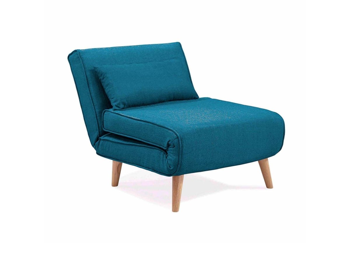 Fauteuil convertible en tissu bleu TONKA - DécoInParis