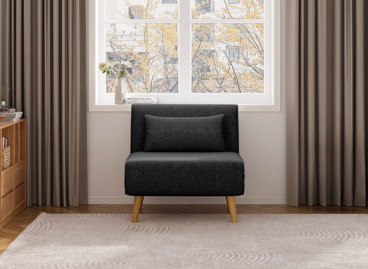 Fauteuil convertible en tissu gris anthracite TONKA - DécoInParis