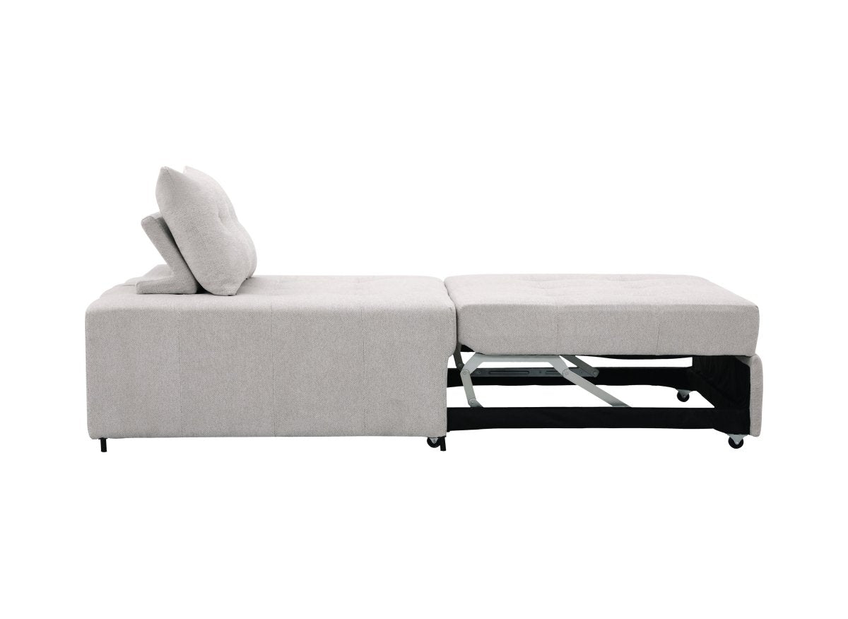 Fauteuil convertible en tissu texturé doux beige NATHEO - DécoInParis