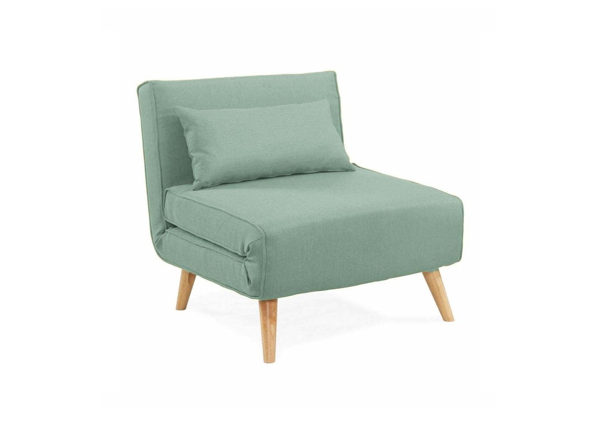 Fauteuil convertible en tissu vert d'eau TONKA - DécoInParis