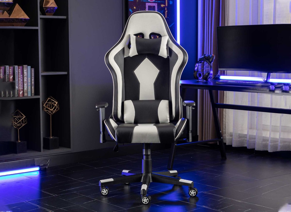 Fauteuil de bureau gaming en simili cuir noir et blanc SOUL - DécoInParis