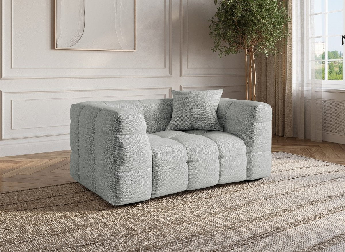 Fauteuil en tissu gris BELLA - DécoInParis