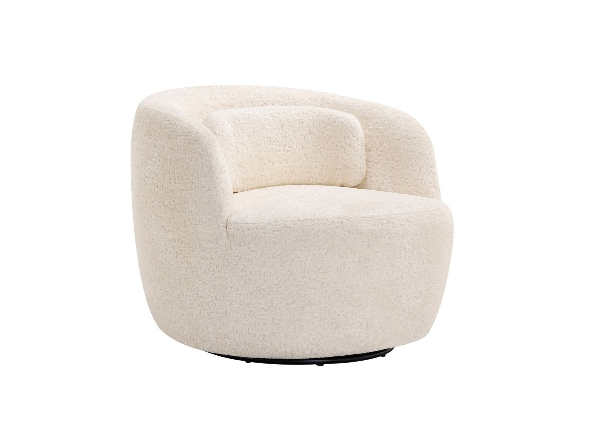 Fauteuil pivotant en bouclette écru OLIPA - DécoInParis