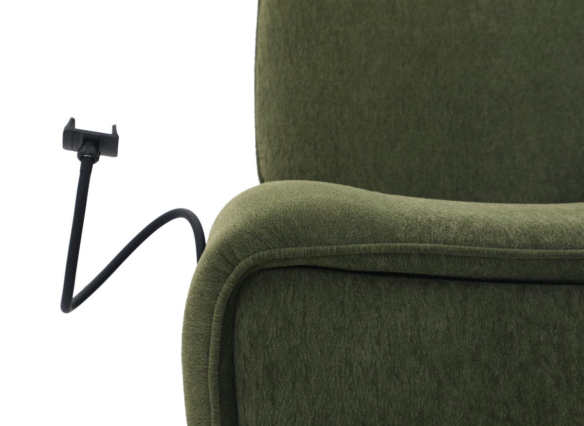 Fauteuil relax électrique en tissu à poils doux vert PAOLO - DécoInParis
