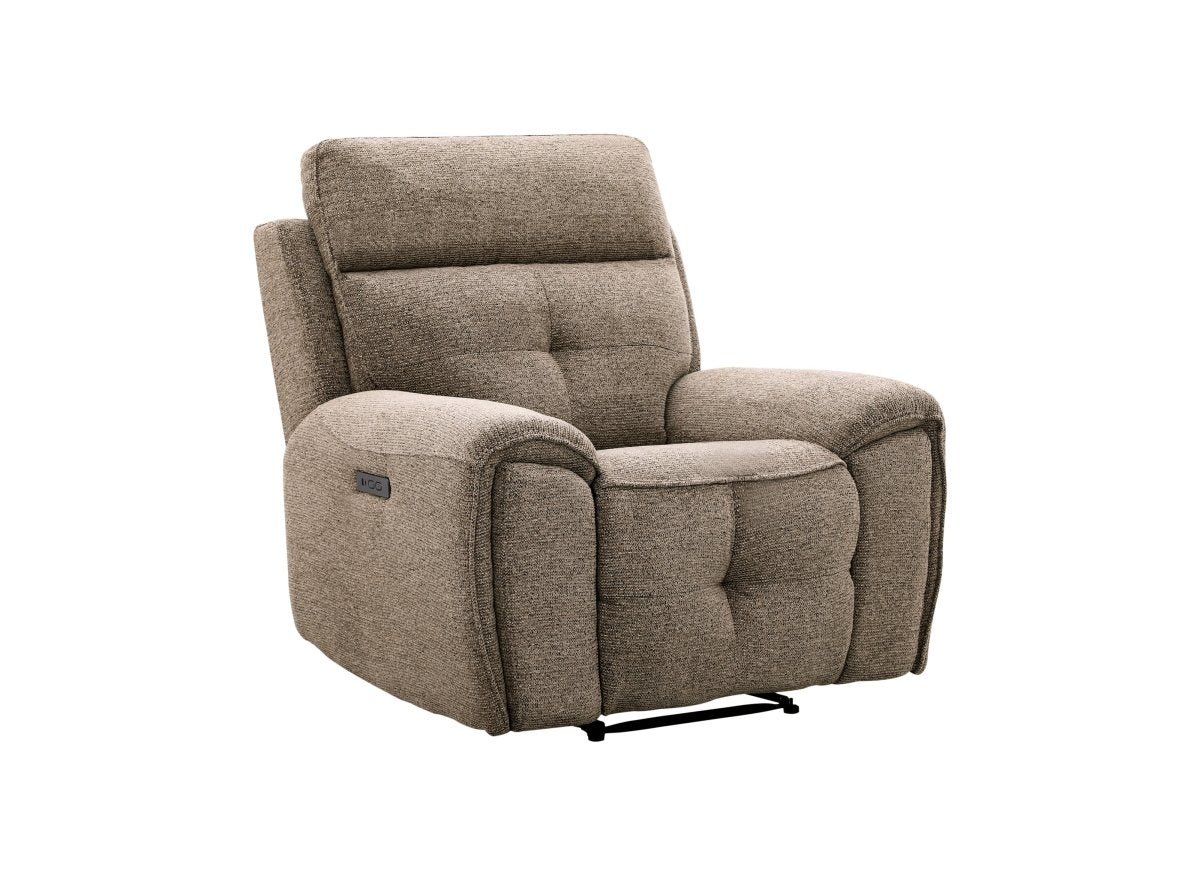 Fauteuil relax électrique en velours texturé marron PATRICIA - DécoInParis