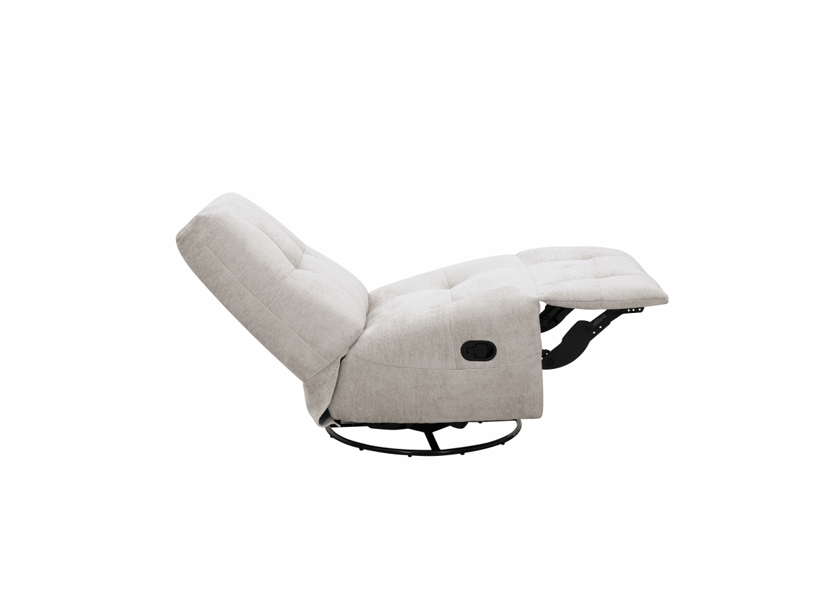 Fauteuil relax pivotant en velours chiné beige LISON - DécoInParis