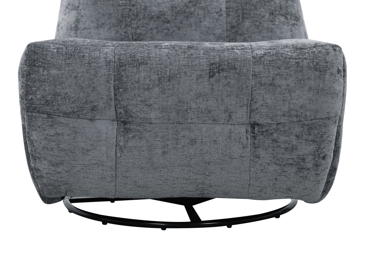 Fauteuil relax pivotant en velours chiné gris LISON - DécoInParis