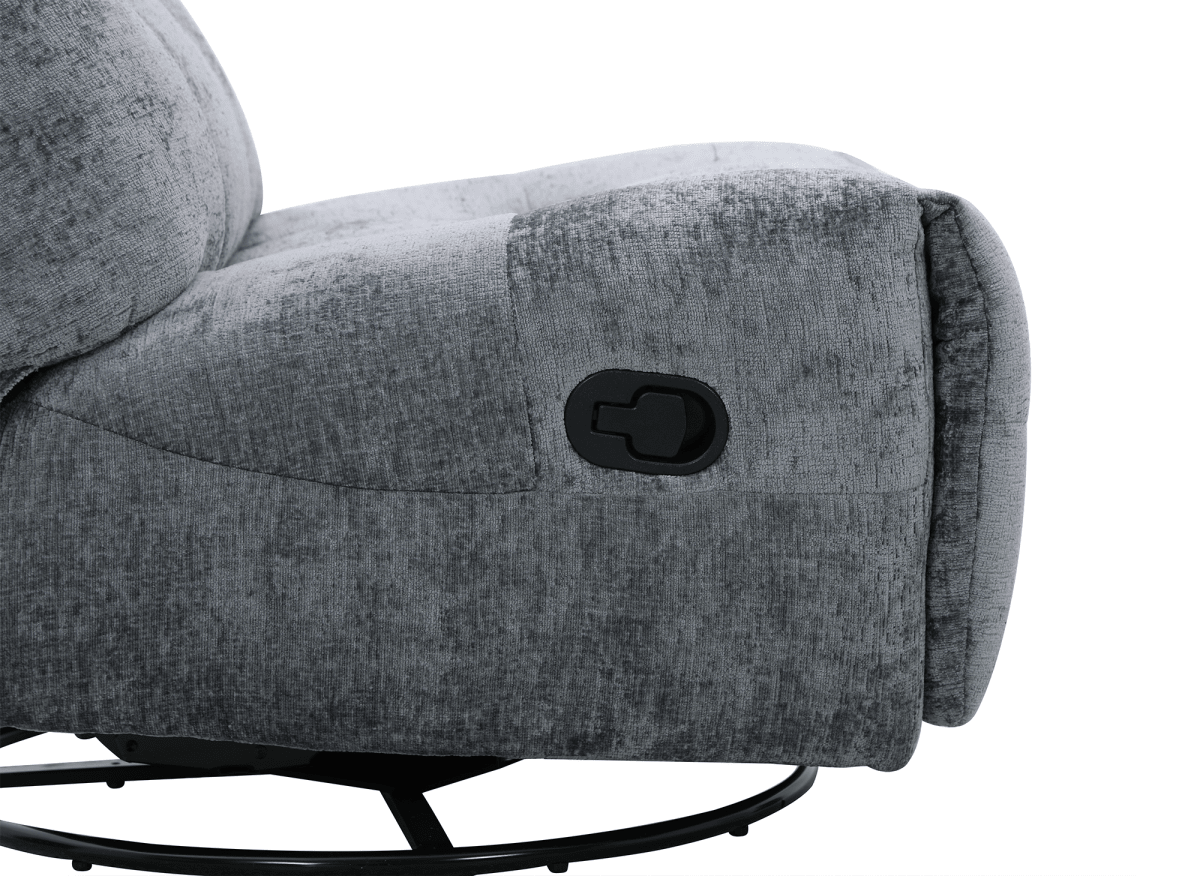 Fauteuil relax pivotant en velours chiné gris LISON - DécoInParis