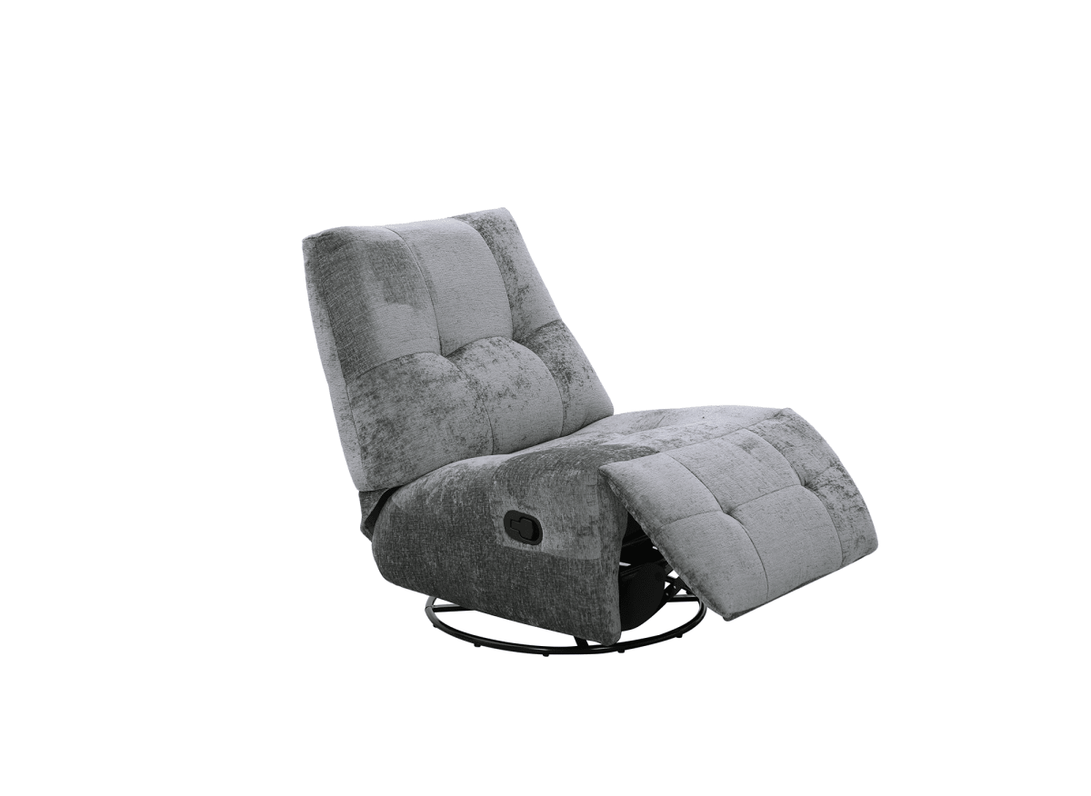 Fauteuil relax pivotant en velours chiné gris LISON - DécoInParis