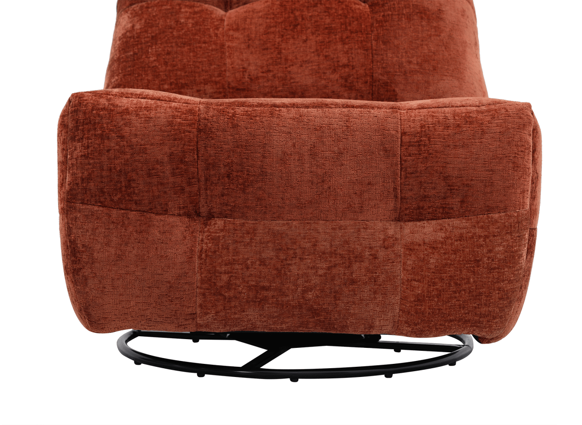 Fauteuil relax pivotant en velours chiné terracotta LISON - DécoInParis