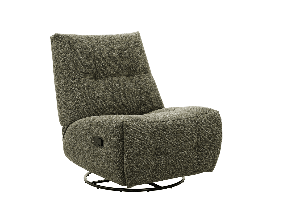 Fauteuil relax pivotant en velours texturé vert kaki LISON - DécoInParis