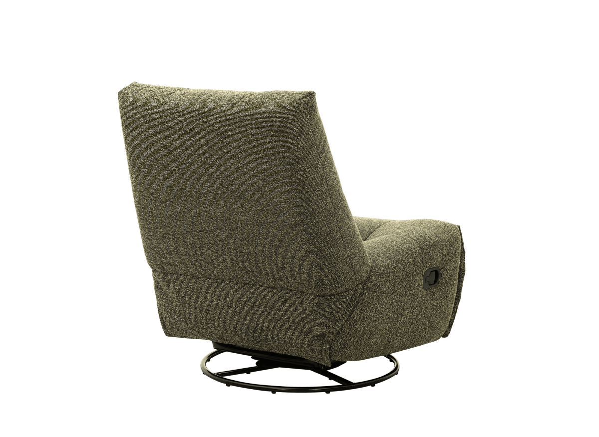 Fauteuil relax pivotant en velours texturé vert kaki LISON - DécoInParis