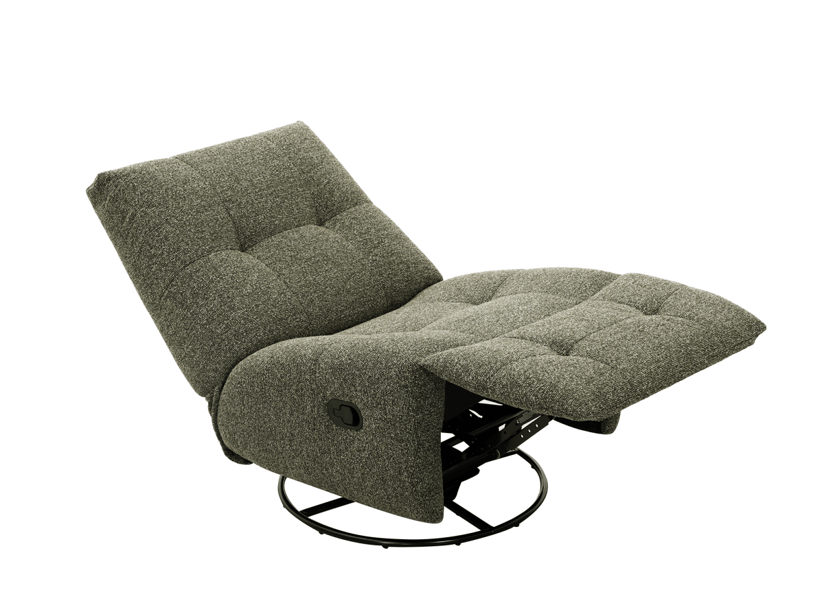 Fauteuil relax pivotant en velours texturé vert kaki LISON - DécoInParis
