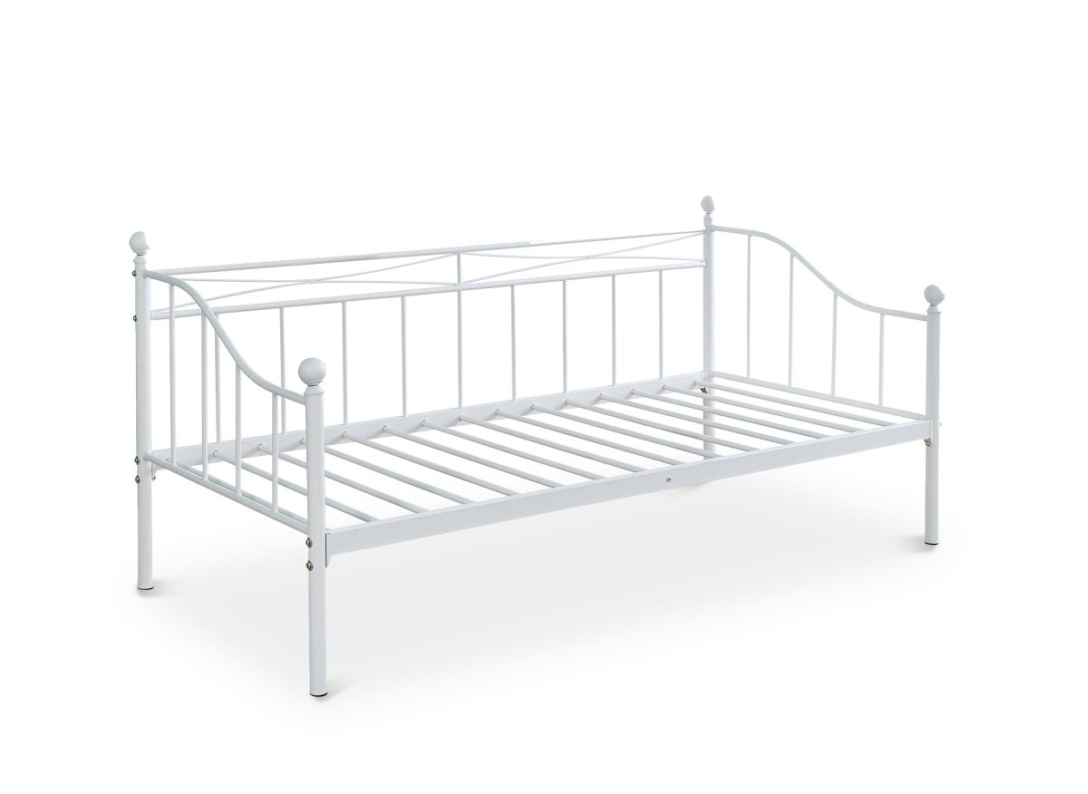 Lit banquette gigogne en métal blanc ALICIA 90 x 190 cm - DécoInParis