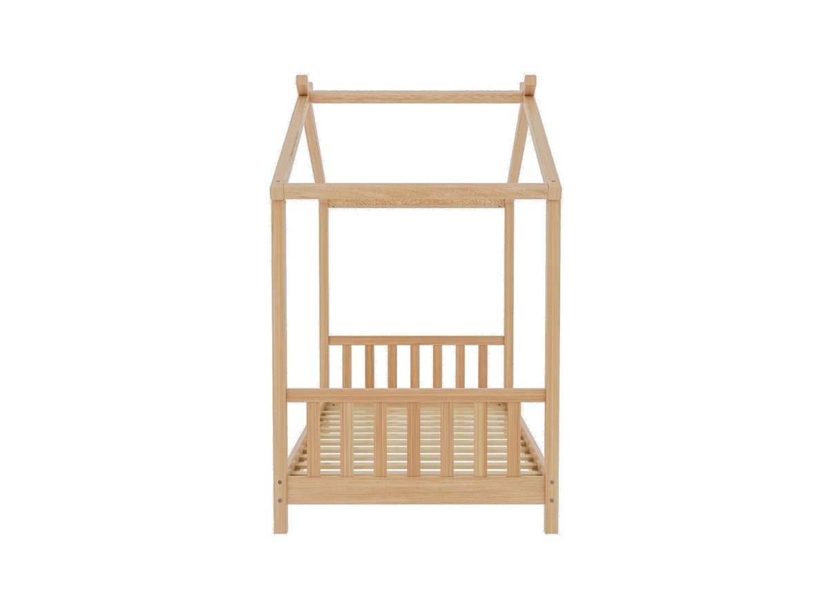 Lit enfant cabane NIDOU bois 90x190 avec sommier à lattes inclus
