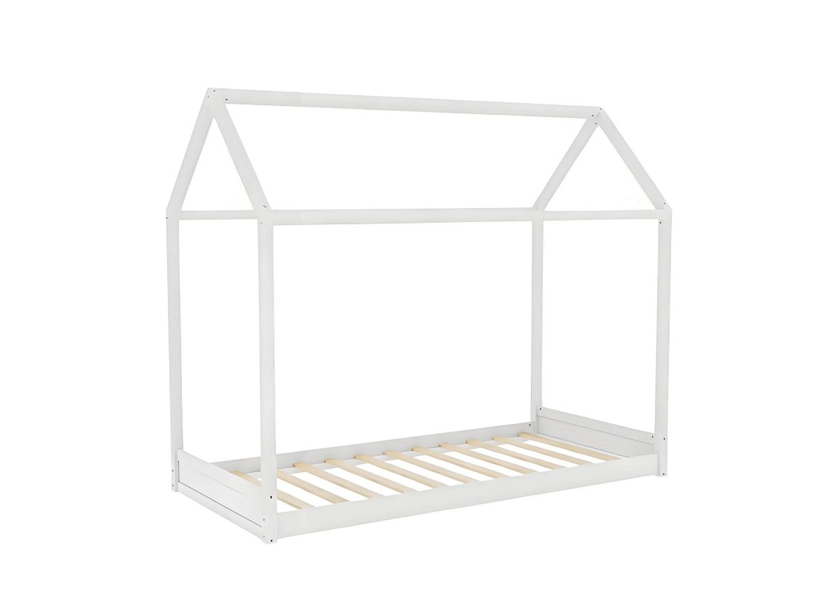 Lit cabane en bois blanc 90 x 190 cm POPY - DécoInParis