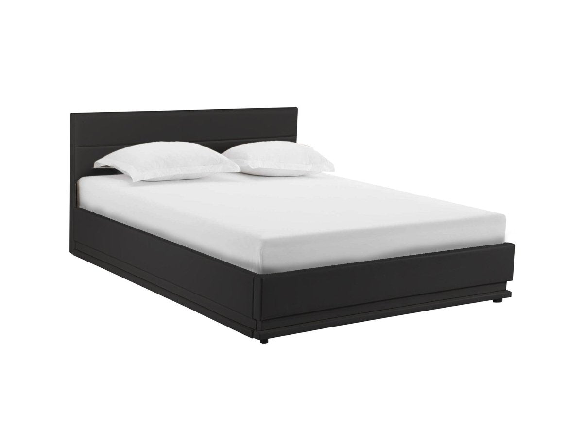 Lit coffre en simili cuir noir 180x200 cm ELENCE - DécoInParis