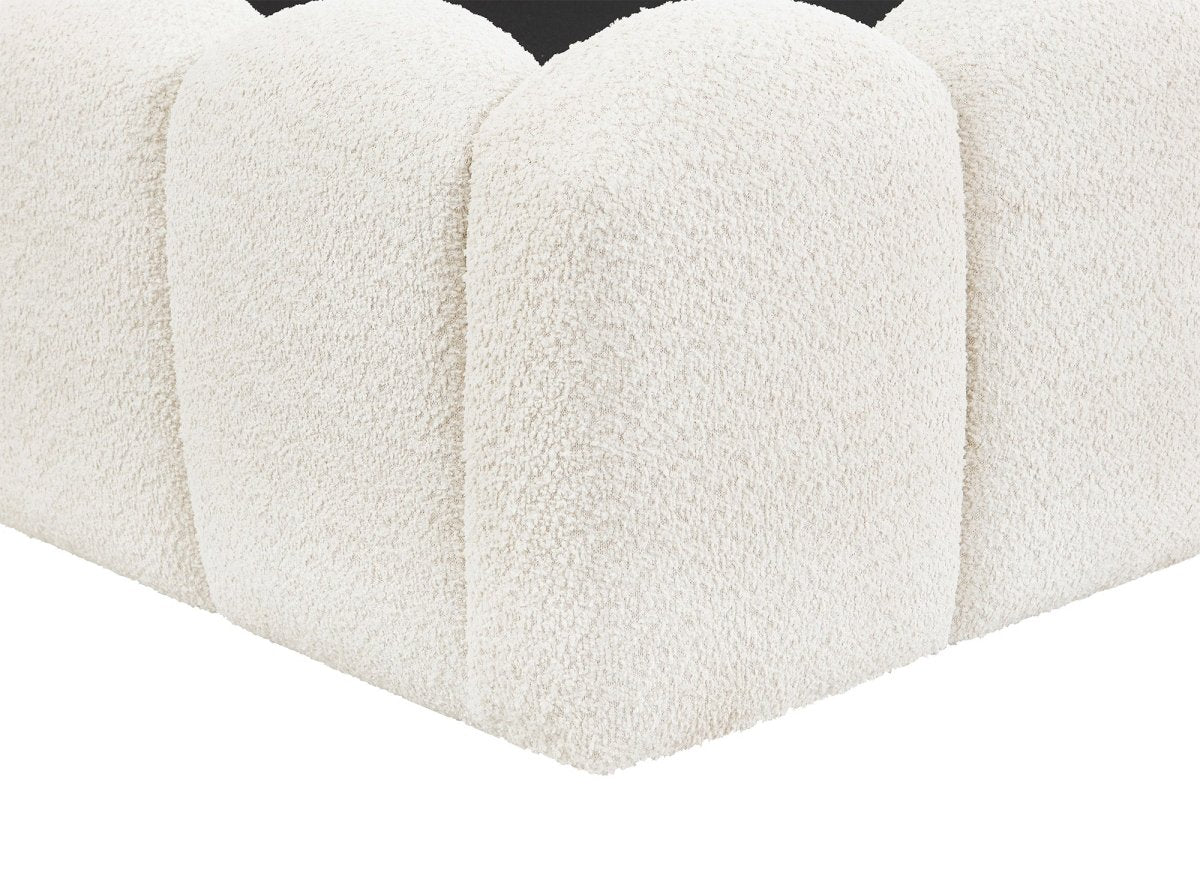 Lit coffre en tissu bouclette beige 160x200 cm RITA - DécoInParis