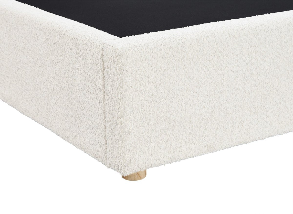 Lit coffre en tissu bouclette beige 160x200 cm ZELIA - DécoInParis